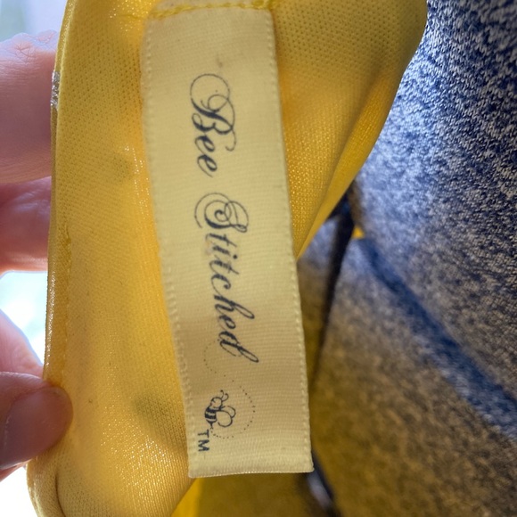 Sunny yellow top with silver polka dots L - Picture 5 of 6